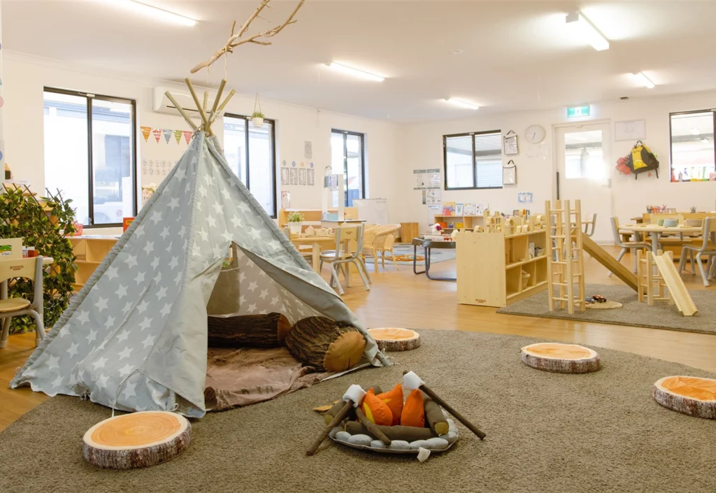 Fabric teepee at Busy Bees at Baldivis South preschool.