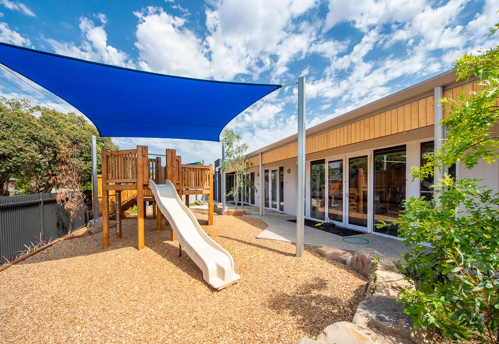 Slide from timber fort at Craigieburn childcare