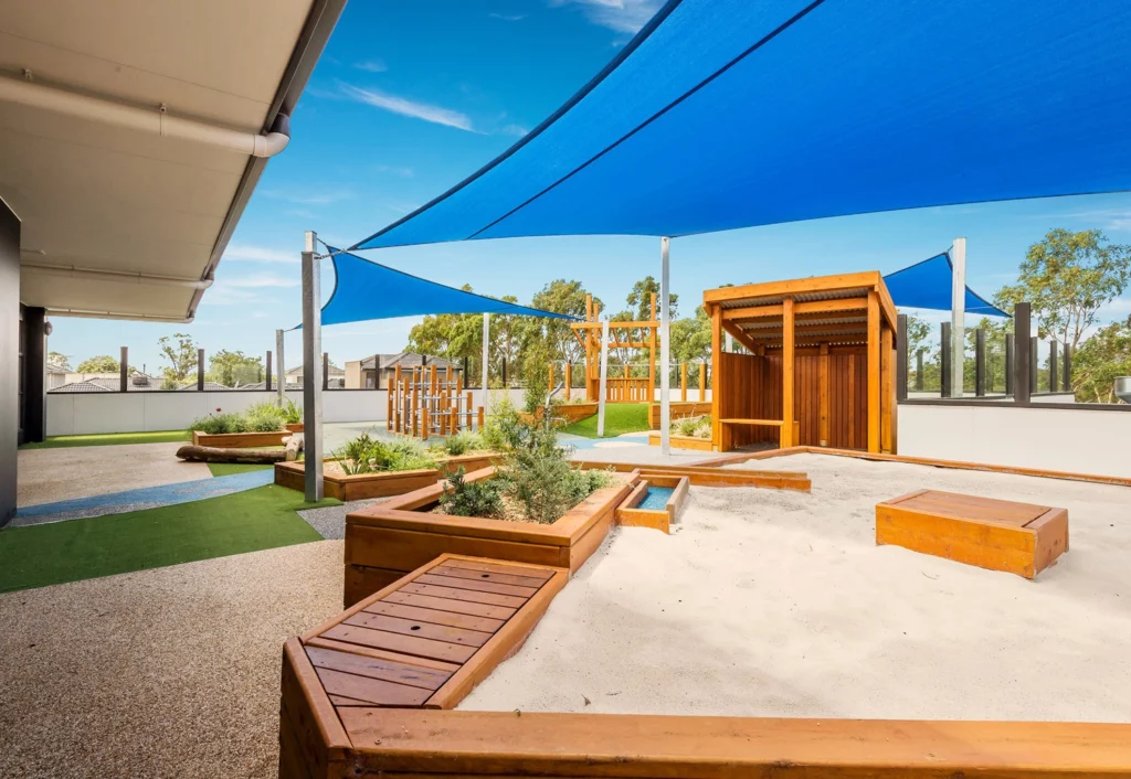 Sandpit in shaded playground at Altona Meadows Childcare centre